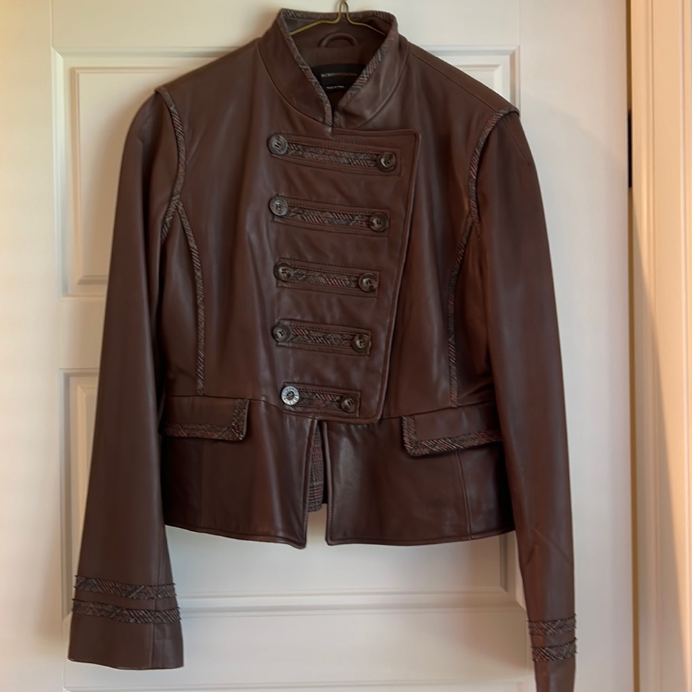 BCBG Brown Leather Jacket M